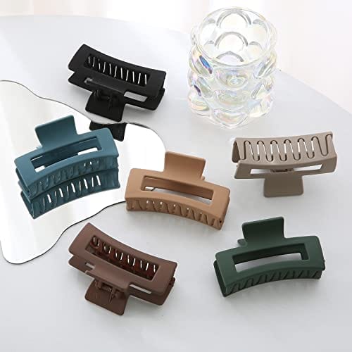 HappyGlow™ Matte Jaw Hair Clips – 6-Pack Morandi Colors (No-Slip, No-Pull)