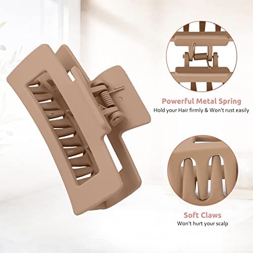 HAPPYGLOW™ – 8 Pack Hair Claw Clips (2 Styles, 4 Neutral Colors)