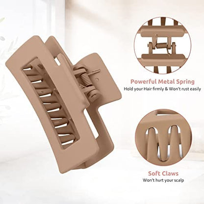 HAPPYGLOW™ – 8 Pack Hair Claw Clips (2 Styles, 4 Neutral Colors)