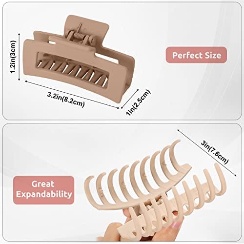 HAPPYGLOW™ – 8 Pack Hair Claw Clips (2 Styles, 4 Neutral Colors)