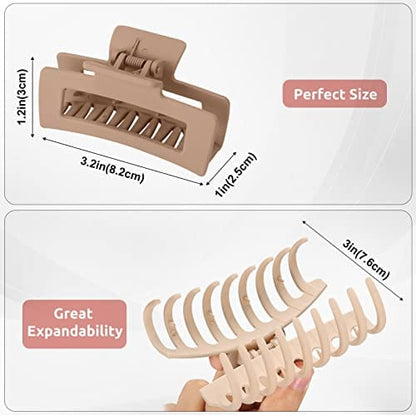 HAPPYGLOW™ – 8 Pack Hair Claw Clips (2 Styles, 4 Neutral Colors)