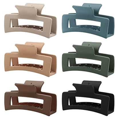 HappyGlow™ Matte Jaw Hair Clips – 6-Pack Morandi Colors (No-Slip, No-Pull)