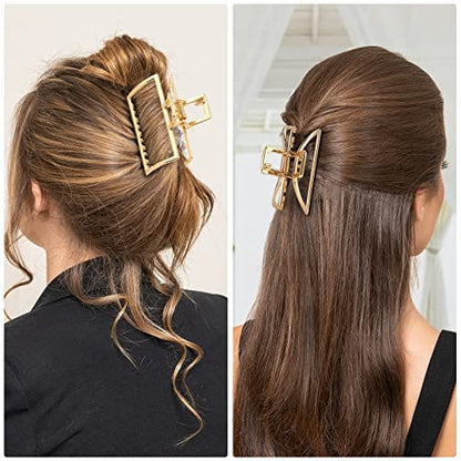 HappyGlow™ Gold Metal Hair Clips – 3-Piece Gift Set (Rectangle, Crescent, Inline)